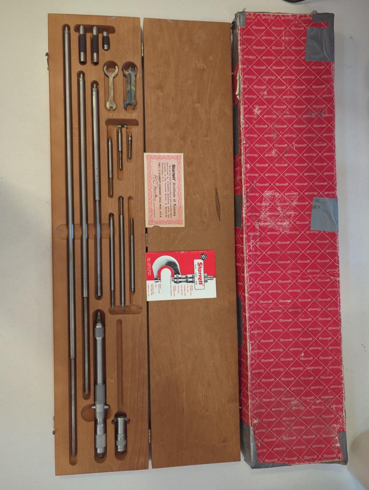 Vintage Starrett 124D Inside Micrometer Set 2"-32" Complete Normal Signs Of Use