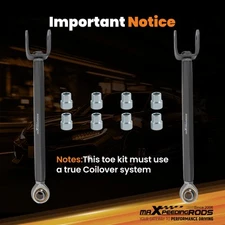 Pair Adjustable Rear Toe Arms Suspension w/ Bucket For Nissan 350Z Z33 03-09