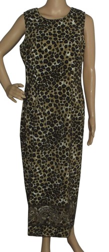 Miss Dorby Dress Jacket Set Womens Size 12 animal print leopard sleeveless maxi - Picture 2 of 16