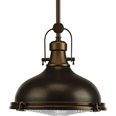 Progress Lighting P5188-LED Bronze Fresnel Lens Single Light 12''W Led Pendant