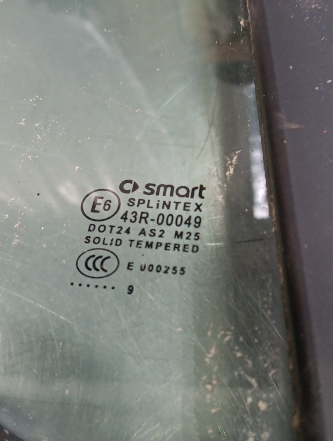 SMART CAR FOR TWO 2009 BRABUS RIGHT HAND CORNER LIGHT WINDOW BLUE 558V013CD6A00