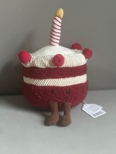 Jellycat Amuseable Birthday Cake Plush Soft Toy Red White Cute Dessert Gift