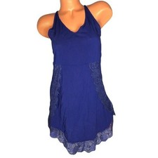 Intimately Free People Night Gown Womens Blue Purple Lace Trim Sleeveless Size S