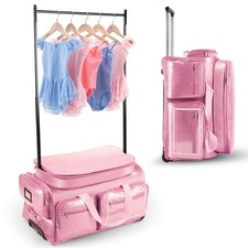 Dance Bag with Garment Rack 28" Glitter Pink Dance Costumes Rolling Bags