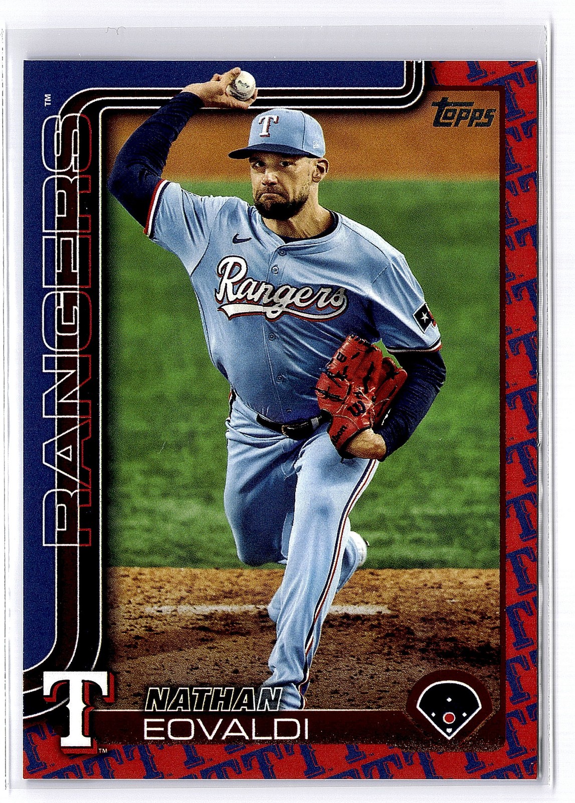 2025 Topps #130 Nathan Eovaldi Team Logo Color Border SSP Rangers