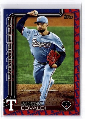 2025 Topps #130 Nathan Eovaldi Team Logo Color Border SSP Rangers