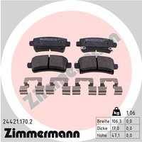 Hinterachse Zimmermann 24421.170.2 Bremsbelagsatz, Scheibenbremse FüR Opel,Saab,