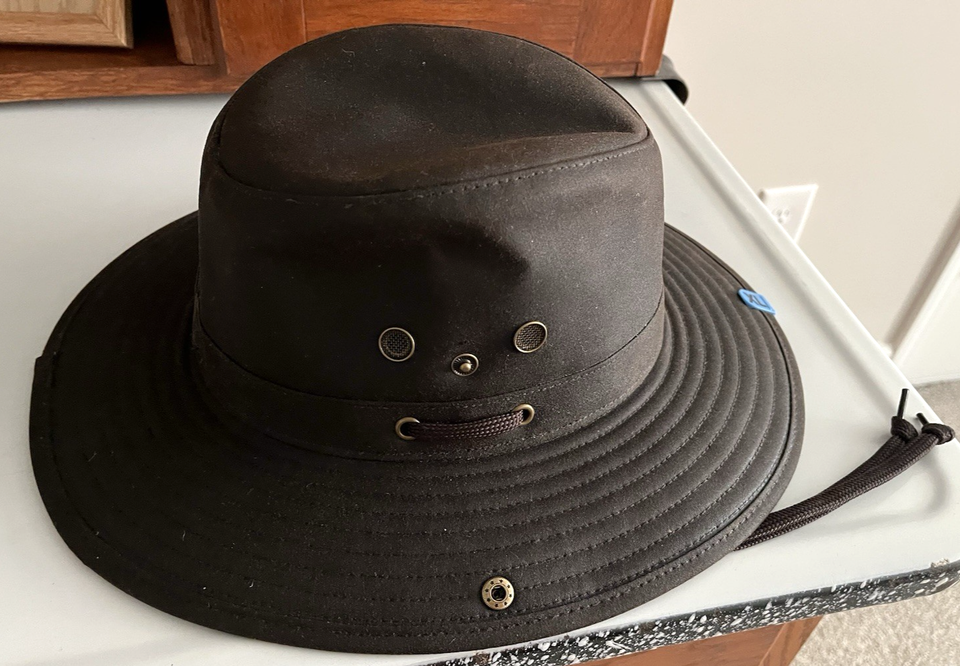 XL Brown Oilskin 1497 River Guide Hat OUTBACK TRADING CO Waterproof ...