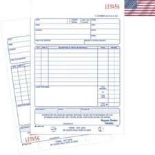 Streamlined Carbonless Repair Order Book - 50 Sets, Perforated Claim Checks