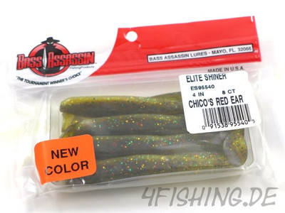 Bass Assassin ELITE SHINER in 4'' Farbe CHICO´S RED EAR
