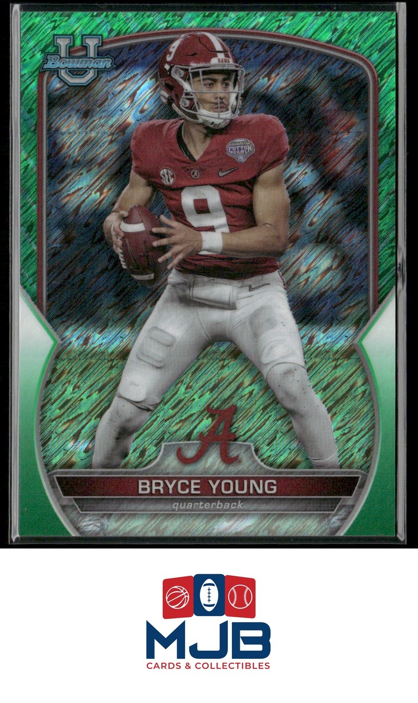 2022 Bowman University Chrome Bryce Young Green Shimmer Refractor #/99 #1