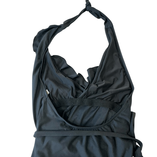Anthropologie Mermaid Black Ruffle Halter One Piece Swimsuit, Small - Picture 4 of 7