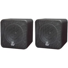 2x Pyle PCB4BK 4'' 200 Watts Peak Power 8 Ohms Mini Cube Bookshelf Black Speaker
