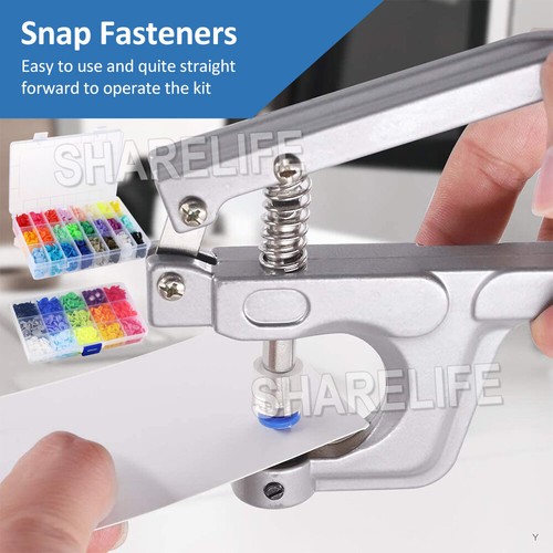 KAM Snap Buttons 1500PCS T5 Plastic Press Stud Cloth Pliers Machine Sewing Tools - Picture 2 of 16