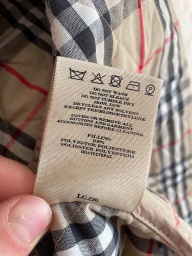 Burberry Womens Beige Diamond Quilted Jacket Button-Front Nova Check Size L - Picture 6 of 17