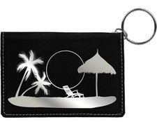 Paradise Beach Laser Engraved Leatherette Keychain Wallet