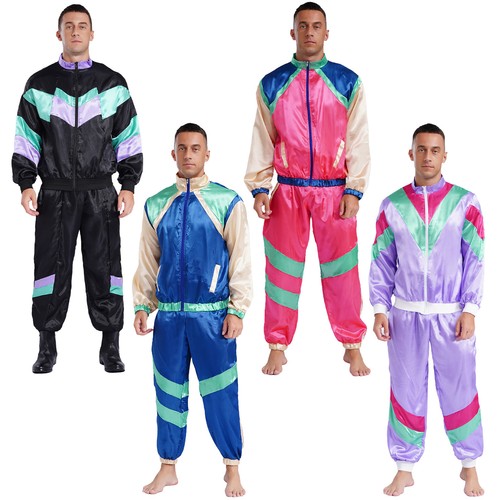 Herren Jacken Mantel und Jogginghose Stylischer Trainingsanzug Tanzkleidung 70er Disco Retro - Bild 2 von 64