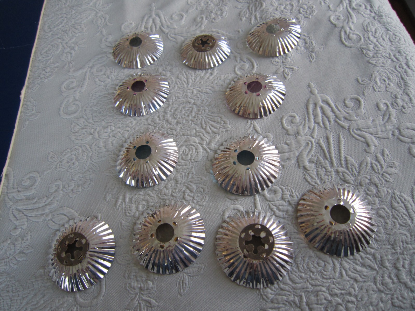 11 Vintage Multi Color Aluminum Foil CHRISTMAS TREE LIGHT REFLECTORS