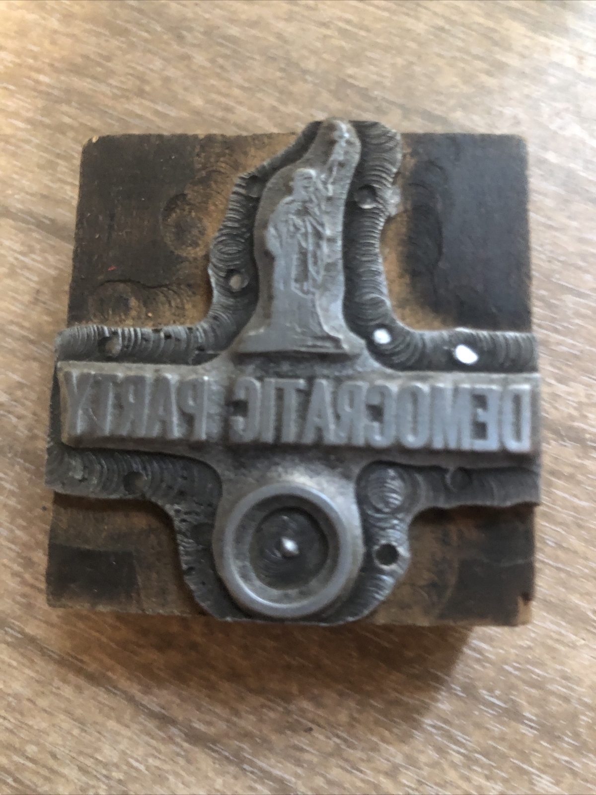 Vintage Democratic Party Statue Of Liberty Letterpress Printers Block