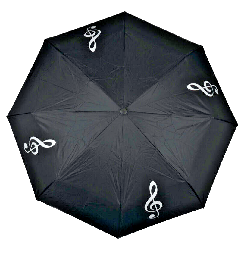 Ombrello Nero Tema Musicale con Chiave di Violino Bianco e Custodia 100cm