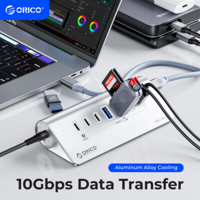 ORICO Ports USB HUB Gen 10Gbps Type C Hub Powered For Laptop  Macbook Pro