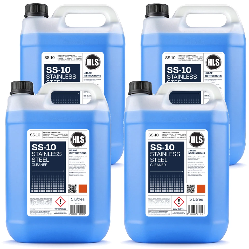 HLS SUPPLIES HLS SS-10 - Stainless Steel Cleaner 20L - Alcohol Based Cleaner (4 x 5L Pack)