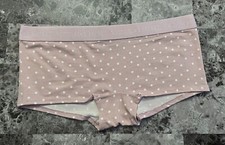 NWT VICTORIA'S SECRET M WHITE POLKA DOT THICK LOGO BAND SHORTIE BOYSHORT PANTIES