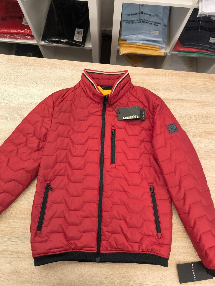 Bugatti Herren Steppjacke – Leicht, AirSeries, Stehkragen, Rot, 48