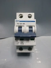 YuCo YC-20-2B Miniature Din Rail Circuit Breaker B Curve 20 Amp 2P 480VAC 220VDC
