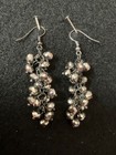 SILVER FACETED CLUSTER BEAD PENDANT EARRINGS 2.25 " LONG — photo 1