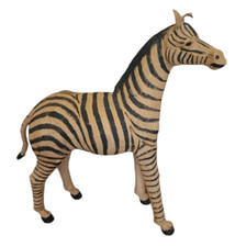 Vintage Hand Painted Natural Burlap Papier Mache Zebra Figure African Decor 28''