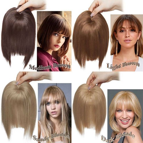 Real Short Full Head Band Topper Hair Piece As Human Hair Extension Straight MH6 - Picture 6 of 18