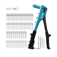 Rivet Gun Kit 80PC Metal Rivets Heavy Duty Hand Riveter Rivet Gun Tool for Metal