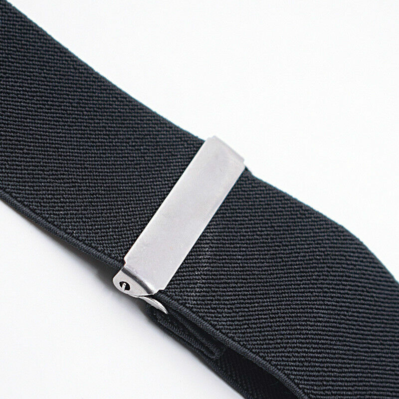 Mens Braces Suspenders Black 50mm X Back Heavy Duty Biker Snowboard Trousers