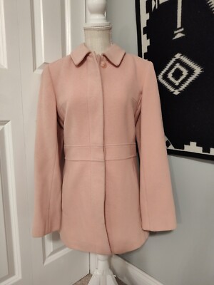 Vintage 90's Marvin Richards 100% Wool Button Front Pea Coat, Baby Pink, Medium