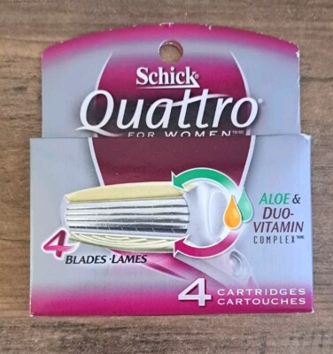 Schick Quattro for Women Sensitive 4 Razor Blade Refill Cartridges Aloe New