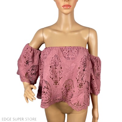 Fashion Nova Light Pink Off Cold Shoulder Short Sleeve Square Neck Top Sz  Small | eBay