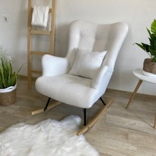 Poltrona scandinava bianca Bouclé poltrona a dondolo/sedia per cura sedia a dondolo