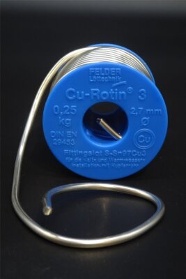 250g Fittingslot Ø 2,7mm Cu-Rotin 3 Sn97Cu3 Weichlot Fitting Kupferrohr Lötzinn