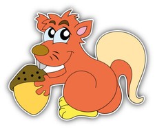 Squirrel Cute Cartoon Car Bumper Sticker Decal "SIZES''