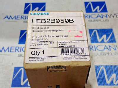 New Siemens HEB2B050B Circuit Breaker 2 Pole 50 Amp 600Y/347V