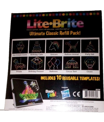 Lite Brite Ultimate Classic Refill Pack 10 Pack Light Bright Clown Party Hat ++