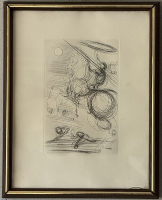 ORIGINAL SALVADOR DALI VINTAGE MODERN ABSTRACT ETCHING OLD DON QUIXOTE 1960s