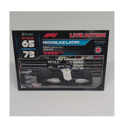 Topps Turbo Attax 2022 Nicholas Latifi Live Action #197 Williams Racing F1 Card