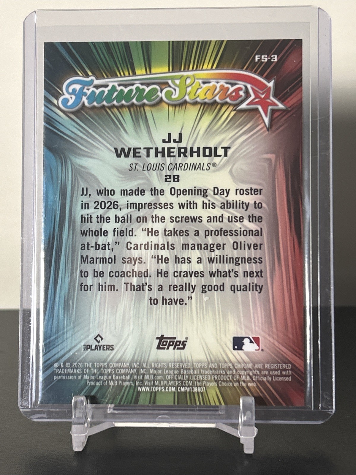 2026 topps chrome jj wetherholt future stars rc logoman refractor #fs-3 view 2