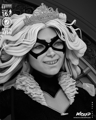 Black Cat, Marvel, 1/4-1/24, Sculpture, Figur, Unbemalt, 3D-Druck, Wicked