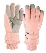 Kids Winter Snow Ski Gloves Boys Girls Warm Waterproof 5-10 Years Pink a