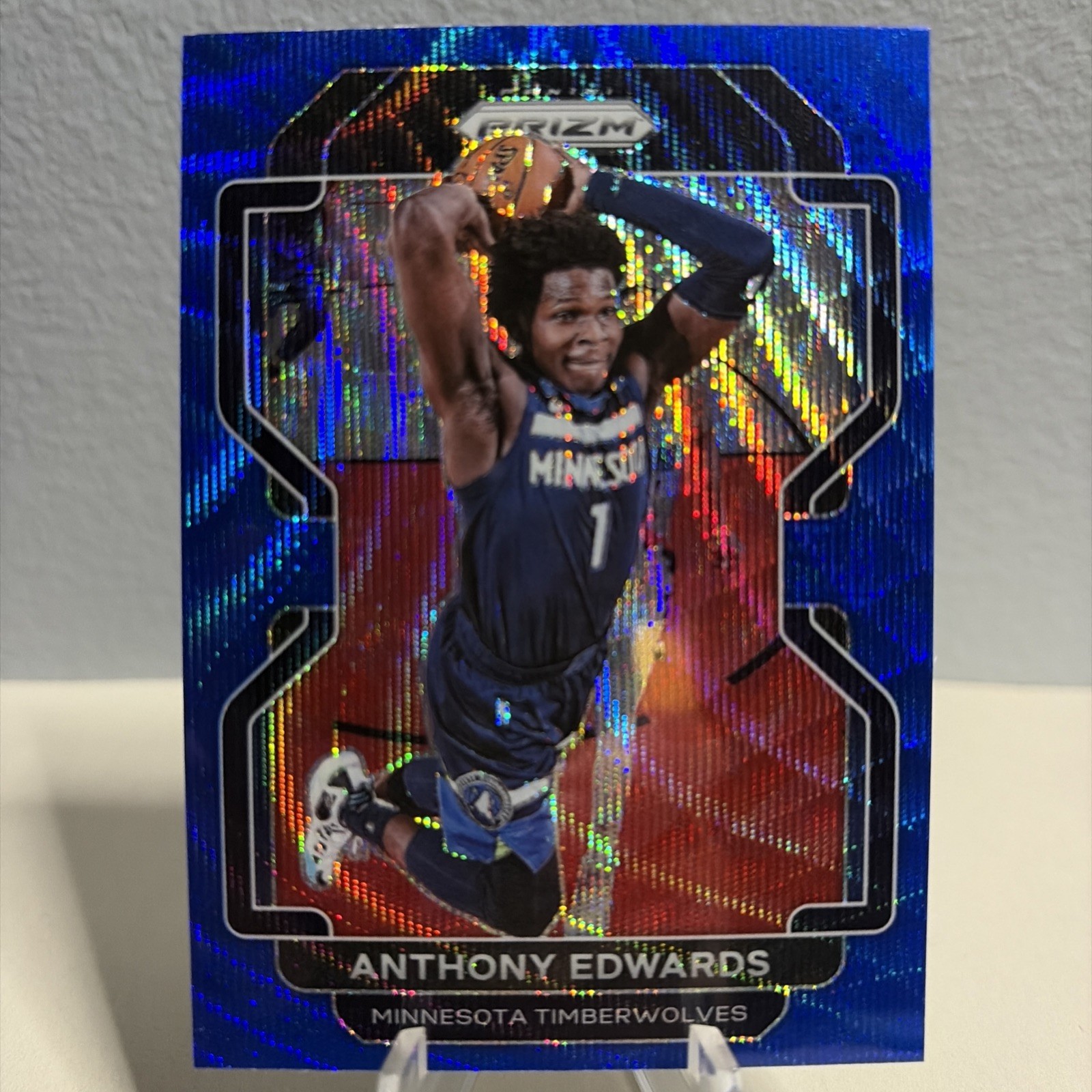 2021-22 Panini Prizm Anthony Edwards Blue Wave #37 Minnesota Timberwolves MS2