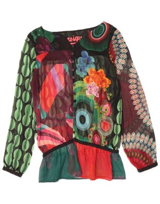 Desigual Womens Oversized Shirt Blouse UK 10 Small Multicoloured Floral DG10