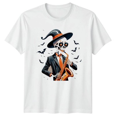 T-Shirt Skelett spielt Saxophon Halloween Jazz Musik Geschenk für Ihn und
